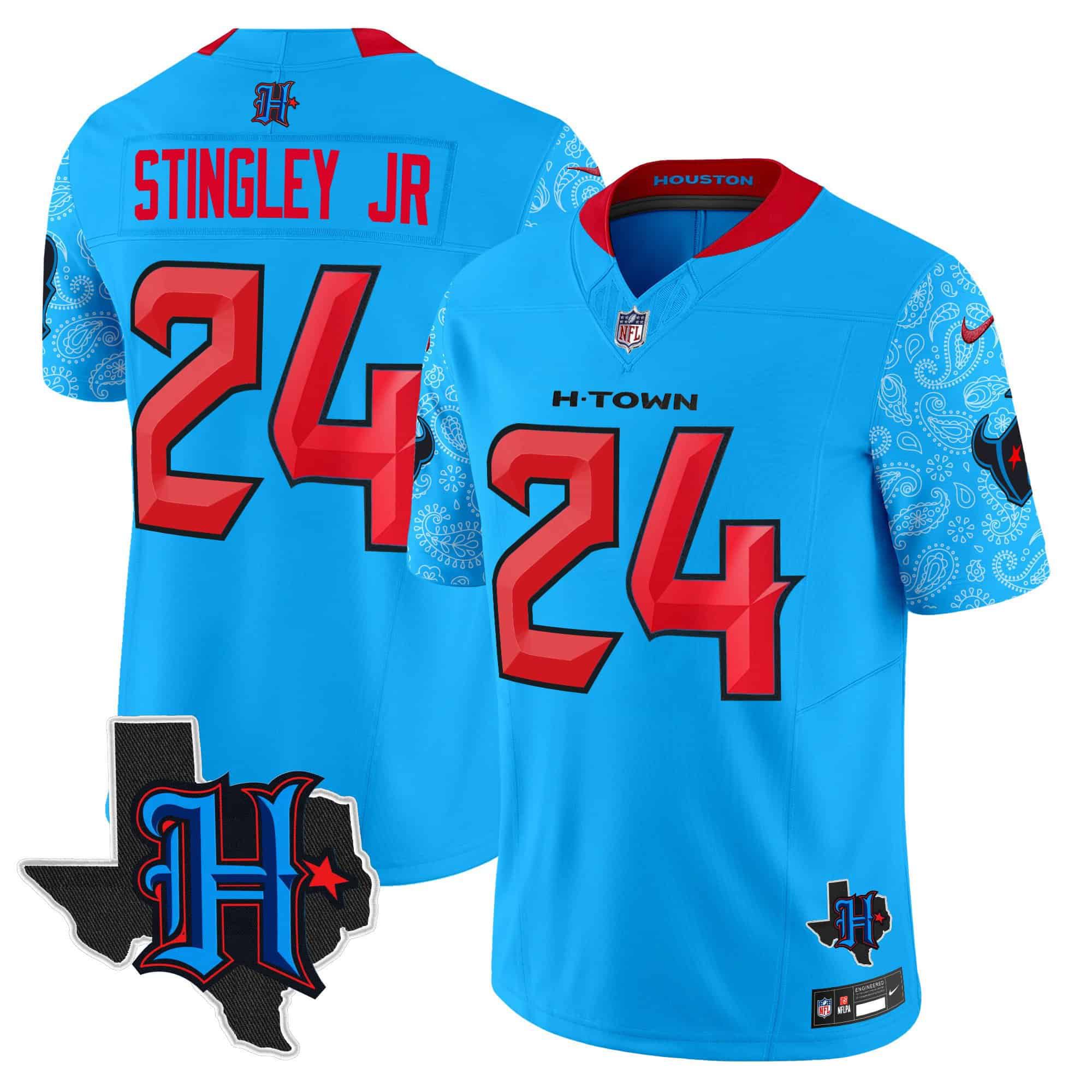 Men Houston Texans #24 Stingley jr Light Blue 2024 Nike Texas Patch Vapor Limited NFL Jersey->indianapolis colts->NFL Jersey